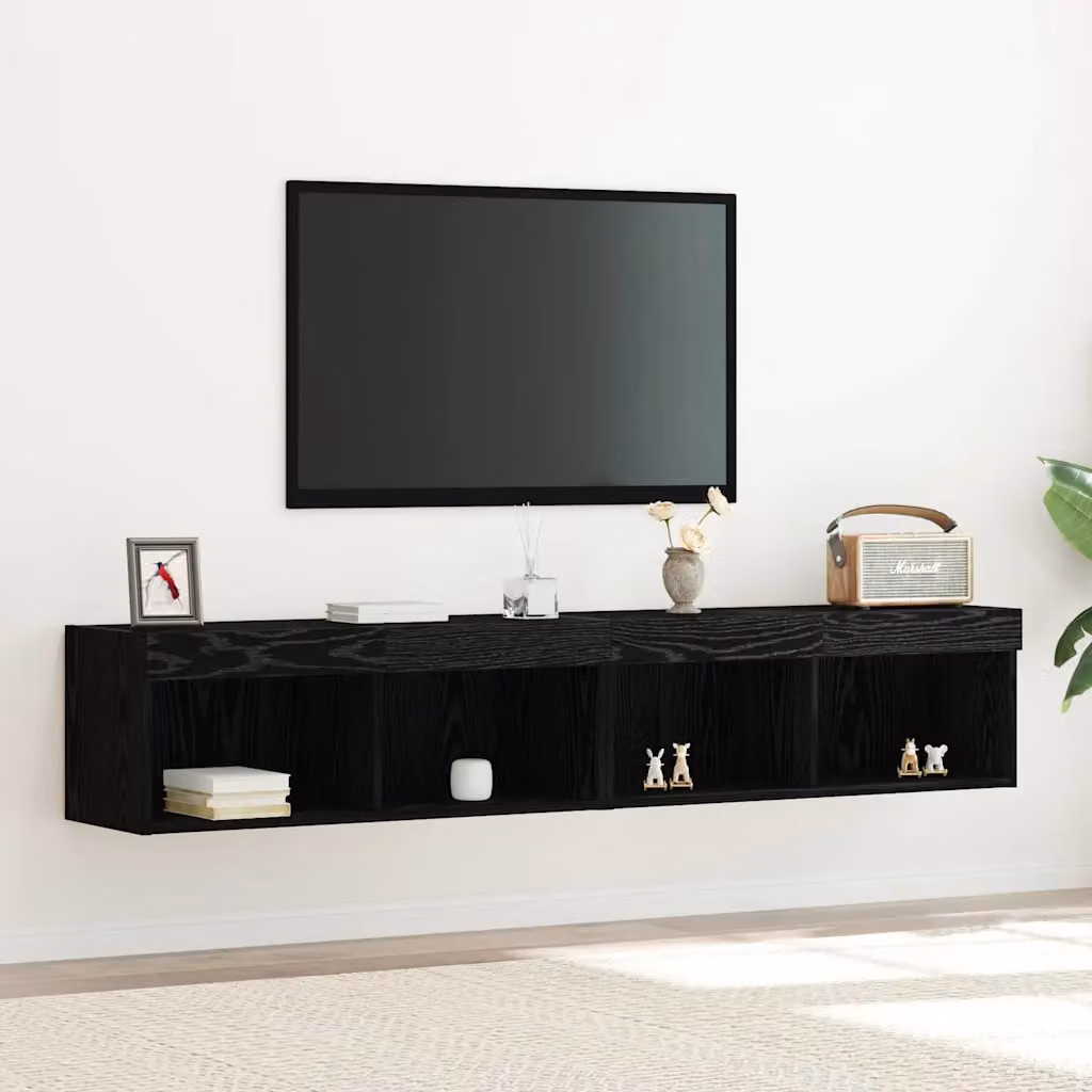Set di 2 mobili TV moderni vidaXL in legno ingegnerizzato nero e rovere