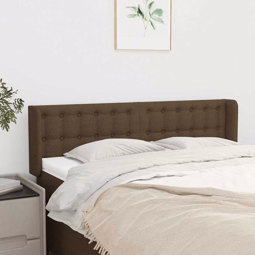 Testiera ad orecchio vidaXL in tessuto marrone scuro L: 147 cm, P: 16 cm, H: 78-88 cm