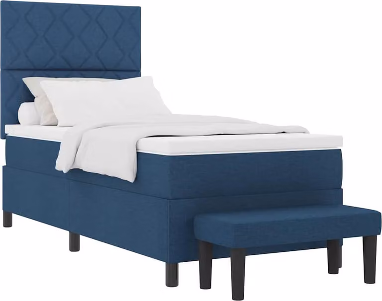 Letto a molle blu 90 x 190 cm in tessuto e legno