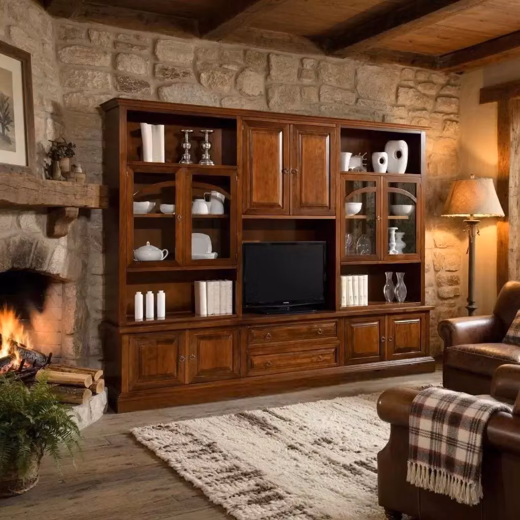 Parete attrezzata in legno Mobili 2G colore noce L: 300 cm, P: 49 cm, H: 228 cm – 3