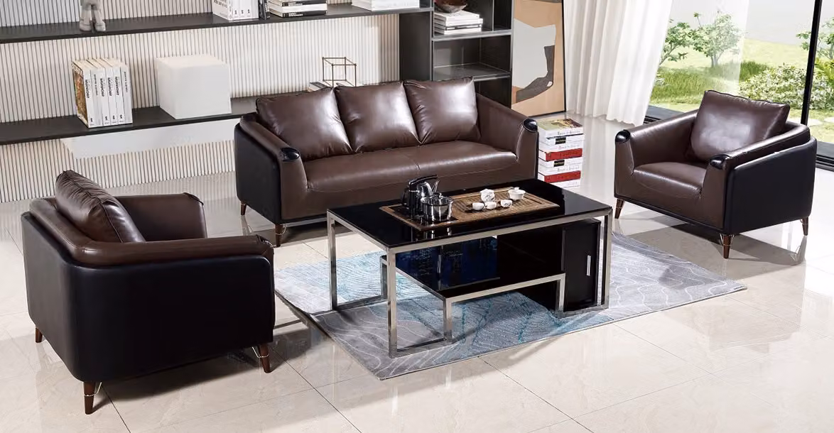 Set di divani 3+1+1posti in pelle divano zona giorno design moderno