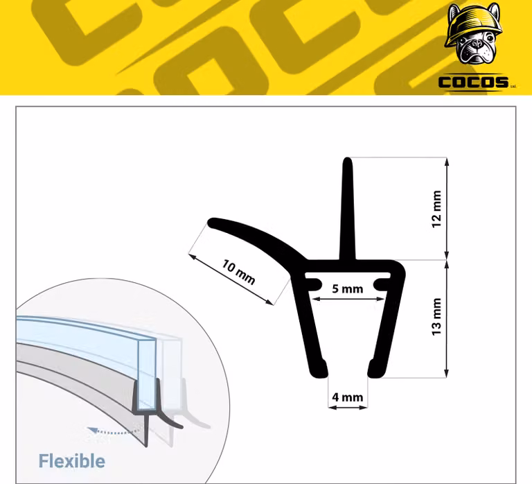 guarnizione doccia 60cm per cabine doccia semicircolari DK13 guarnizione per cabine doccia (4mm - 5mm)