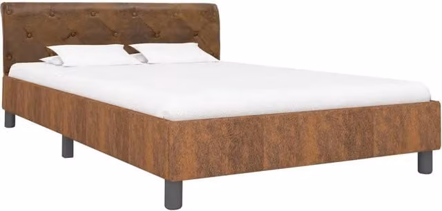 Giroletto-Struttura Letto Marrone in Similpelle Scamosciata 140x200 cm