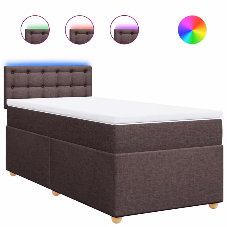 Giroletto a Molle con Materasso Marrone Scuro 80x200 cm Tessuto