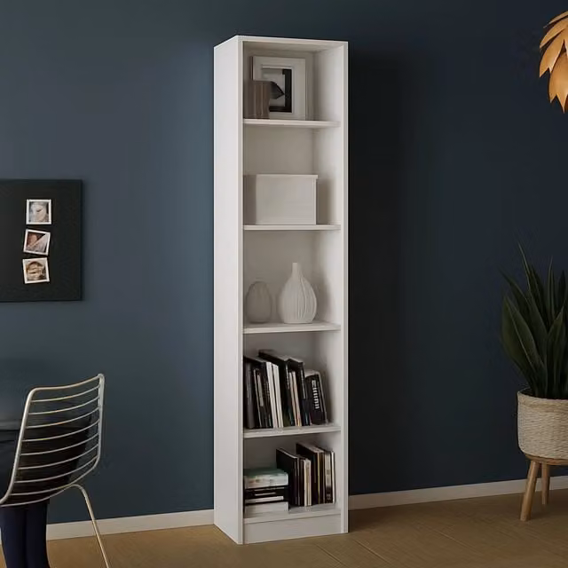 Libreria Albregio DMORA bianca con cinque ripiani, L 40 cm x H 203,2 cm x P 26,8 cm