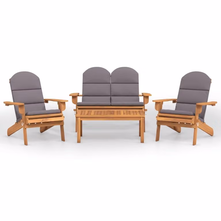 Set Salotto da Giardino Adirondack 4pz Legno Massello di Acacia