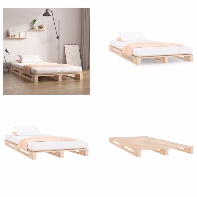 vidaXL Letto a pallet 90x190 cm in pino massiccio - Letto a pallet - Letti a pallet - Letto a pallet - Letti a pallet