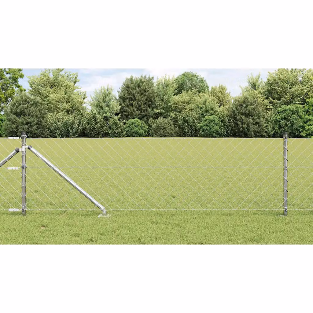 Palo per recinzione vidaXL in acciaio zincato color argento, ideale per installazione nel terreno, L: 25 cm, H: 80 cm – 1