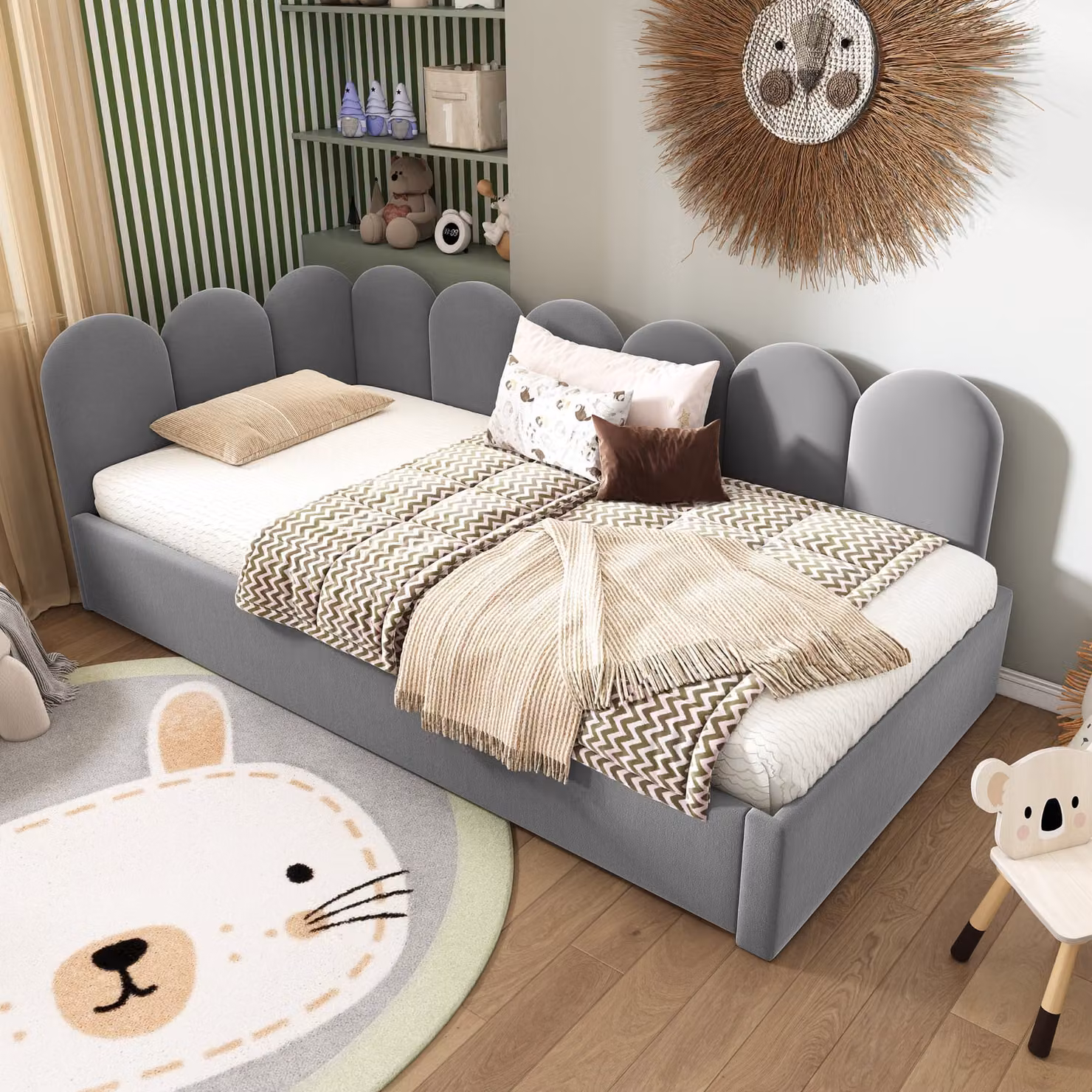 STILVORA Letto imbottito 90x200 cm Divano letto con rete a doghe, divano letto estraibile con letto aggiuntivo 90x190 cm, velluto, grigio (senza materasso)