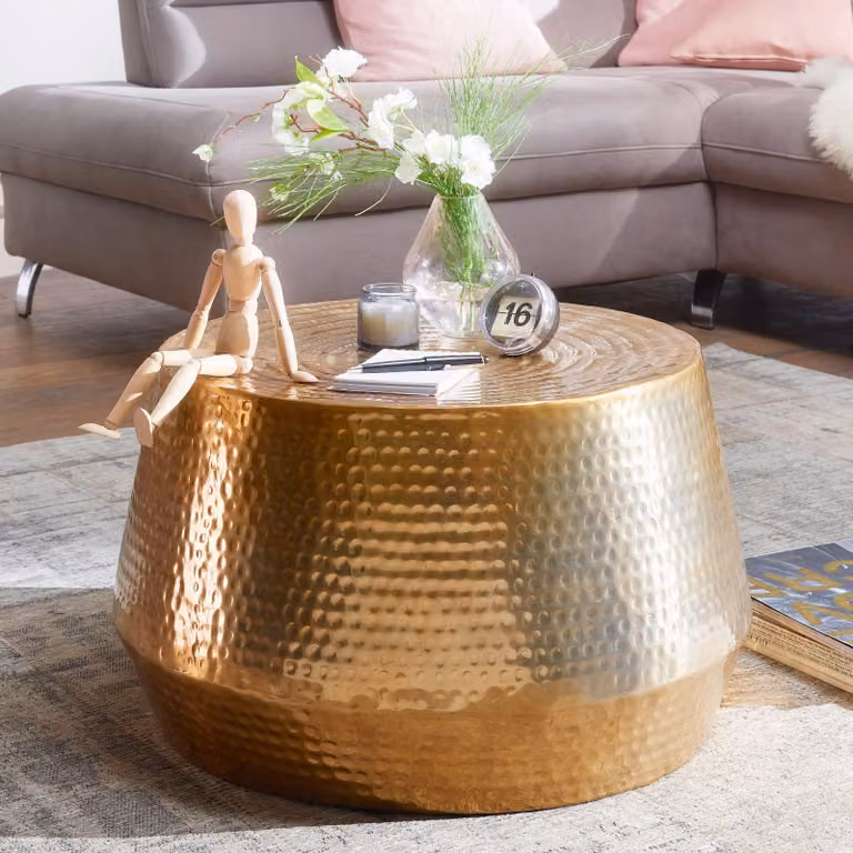 Tavolino MAHESH 60x36x60 cm Tavolino in alluminio Oro