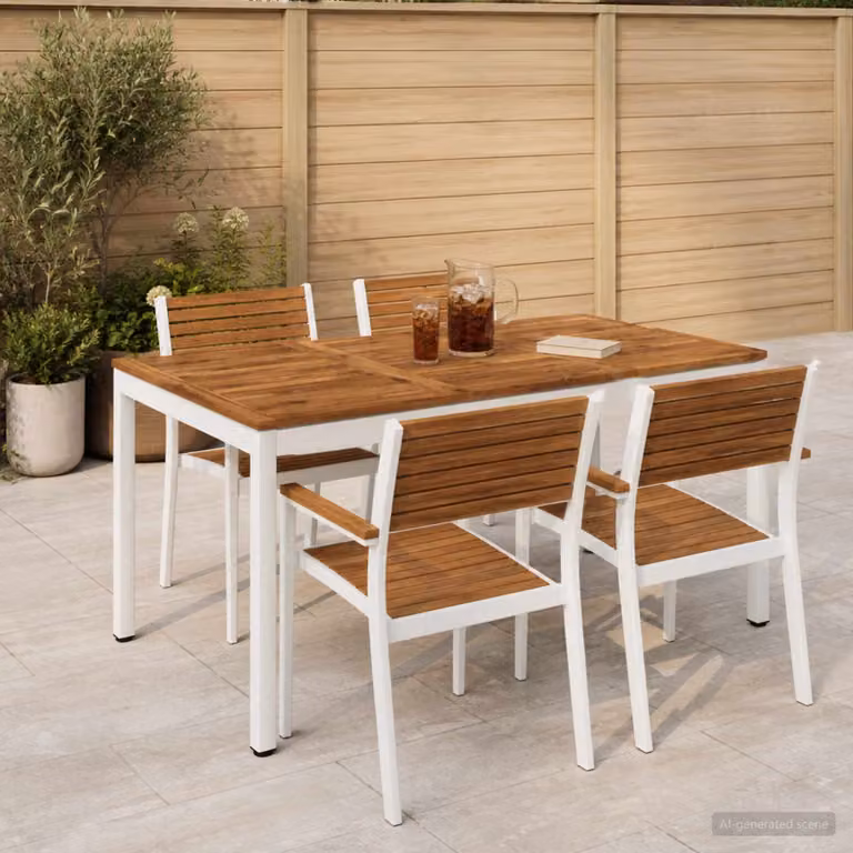 vidaXL Tavolo da cena da giardino estensibile in legno di acacia, Naturale e Bianco, L 141 x P 80,5 x H 75 cm