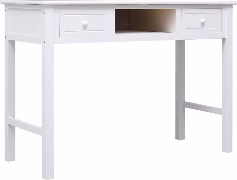 Maison Exclusive - Scrivania bianca 108x45x76 cm in legno massello di paulownia