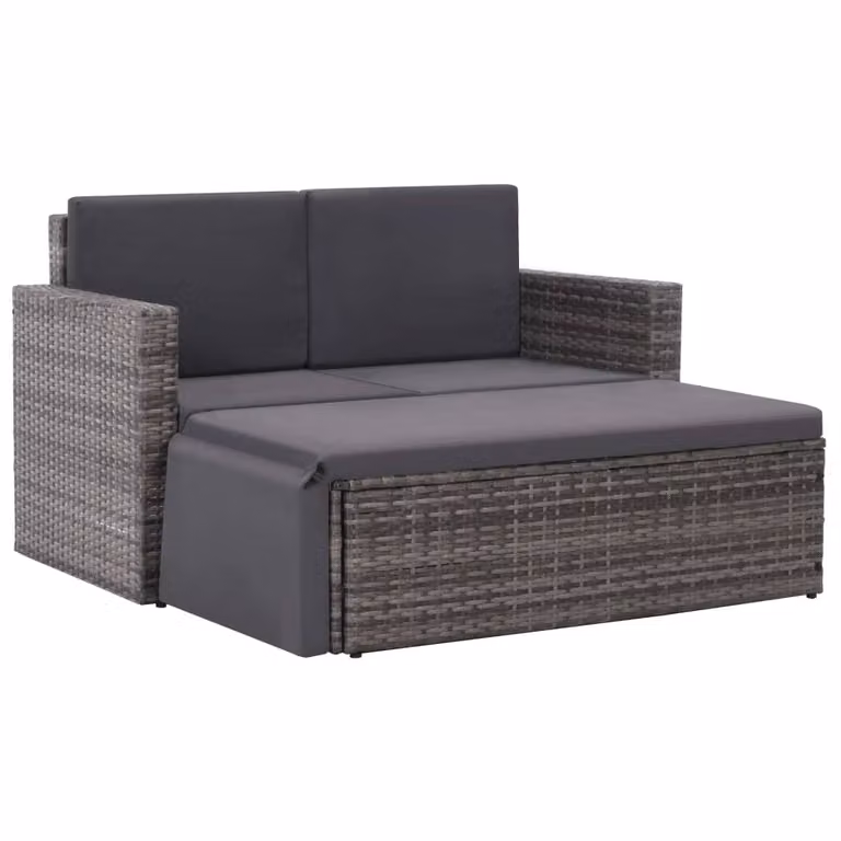 Maison Exclusive - Set da giardino a 2 pezzi con cuscini in polyrattan grigio