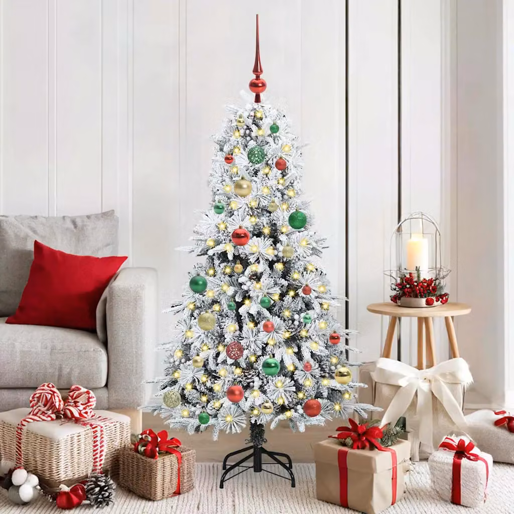 Albero di Natale artificiale vidaXL bianco con luci LED bianco caldo, Altezza: 150 cm