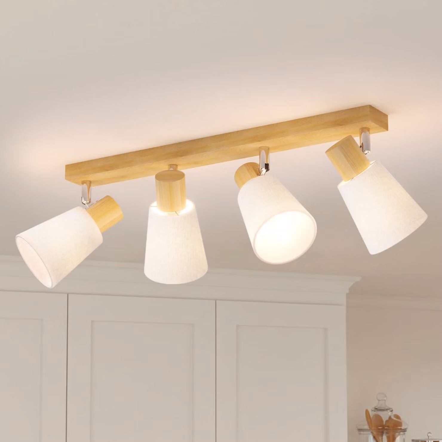 LVWIT Lampada da soffitto a 4 luci, faretto da soffitto GU10, orientabile a 350°, lampada da parete, attacco E14, massimo 40W, ideale per camera da letto, soggiorno e cucina, senza lampadine