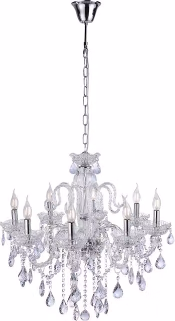 Lampadario GRACIA cristallo argento a catena 8xE14 Neuhaus