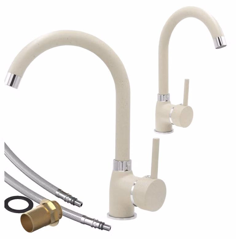 Granitan - Miscelatore cucina - Rubinetto cucina altezza 30 cm - Miscelatore lavello beige - BETA
