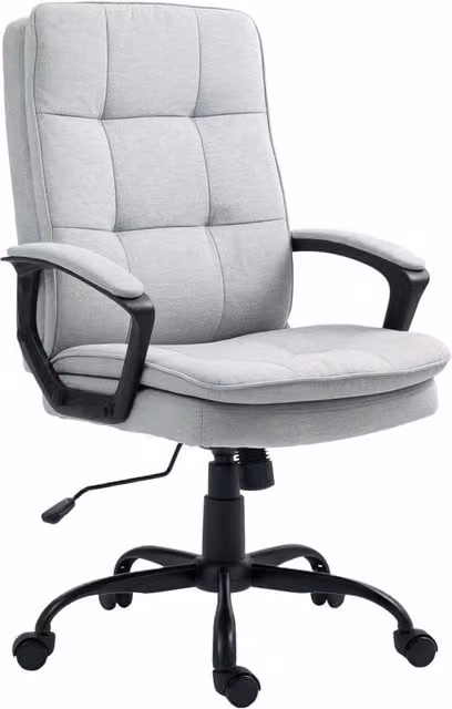 Sedia da ufficio ergonomica moderna in tessuto grigio con braccioli e ruote, L: 63 cm, P: 70 cm, H: 102-112 cm – 1