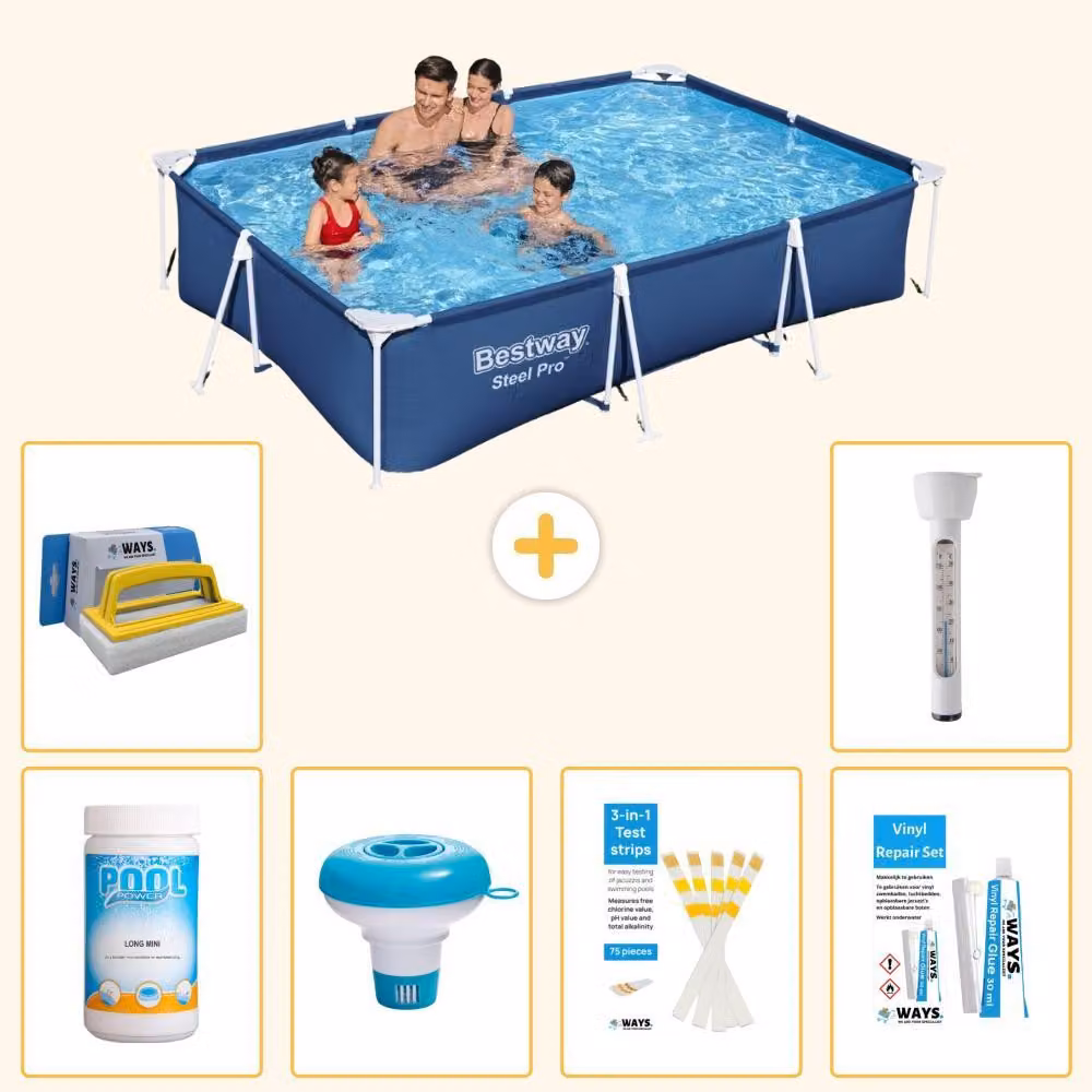 Bestway Steel Pro, piscina rettangolare - 300x201x66 cm - 7 pezzi - Modello S22298