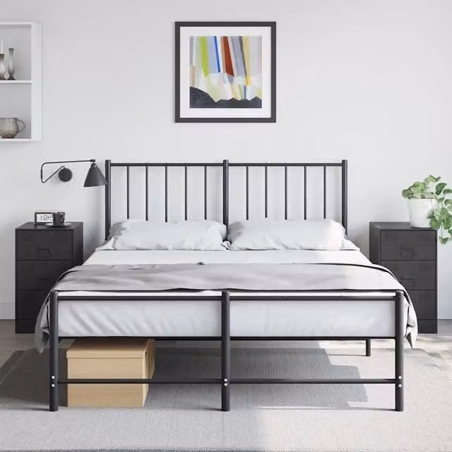 Set di 2 comodini moderni Design Mania in metallo nero opaco, L: 34,5 cm, P: 39 cm, H: 62 cm