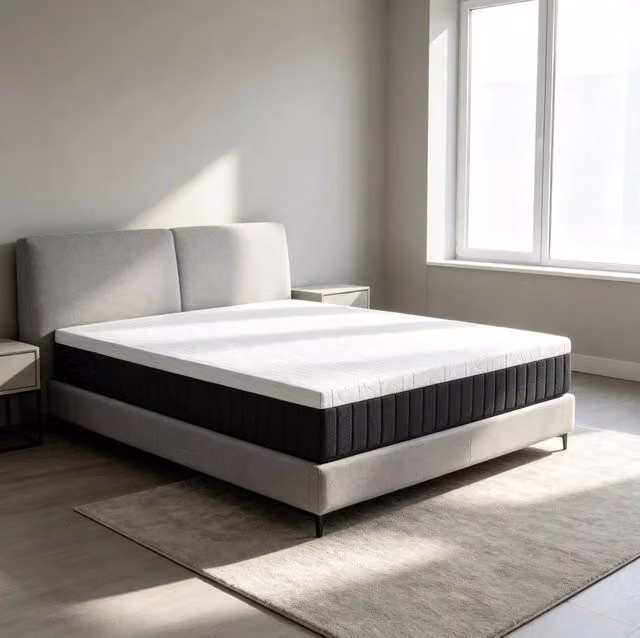 Materasso matrimoniale ULEVR 140x190 cm, 25 cm, molle insacchettate a 7 zone e schiuma memory, bianco e grigio