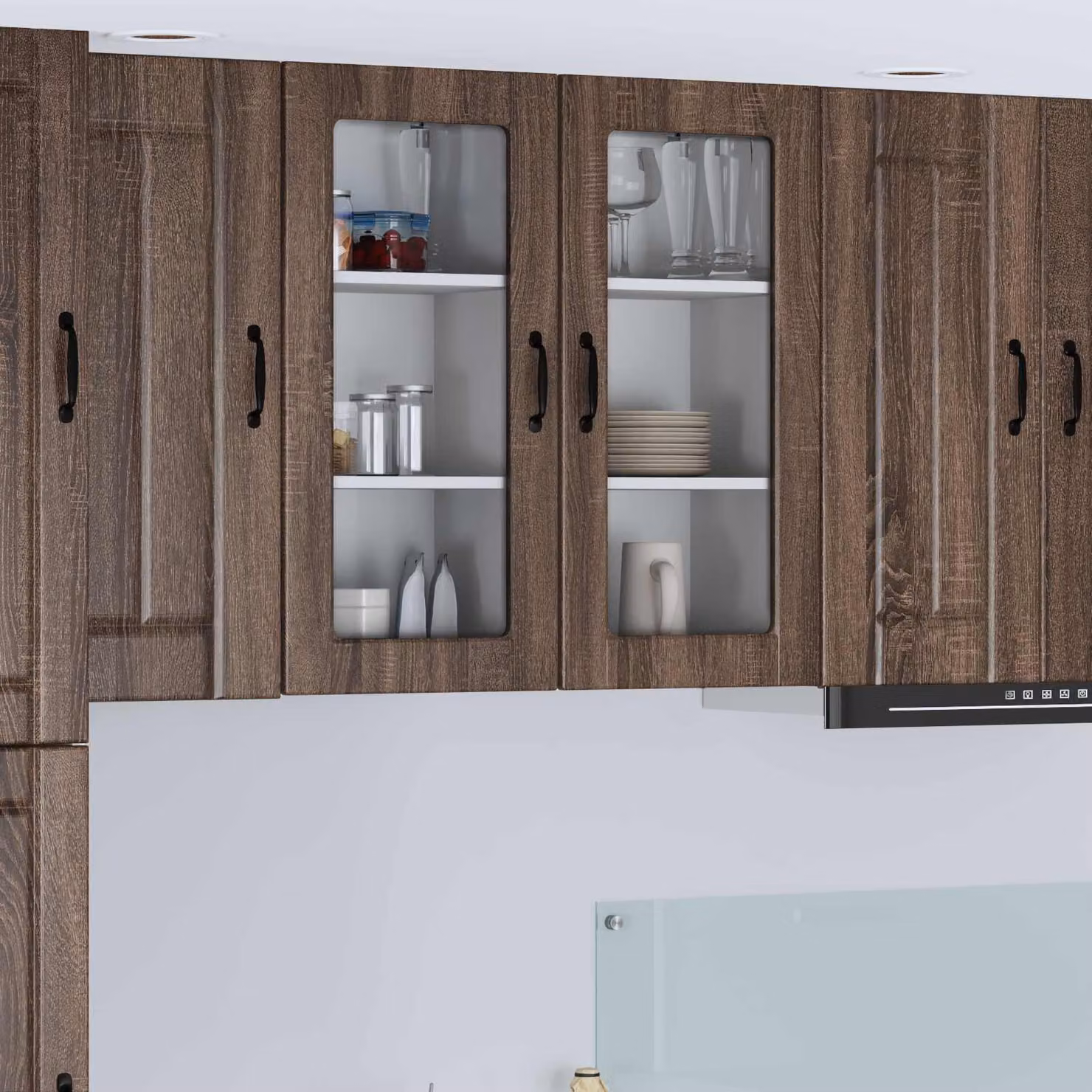 Set di 2 mobili da parete LUCCA vidaXL con ante in vetro, Rovere Marrone