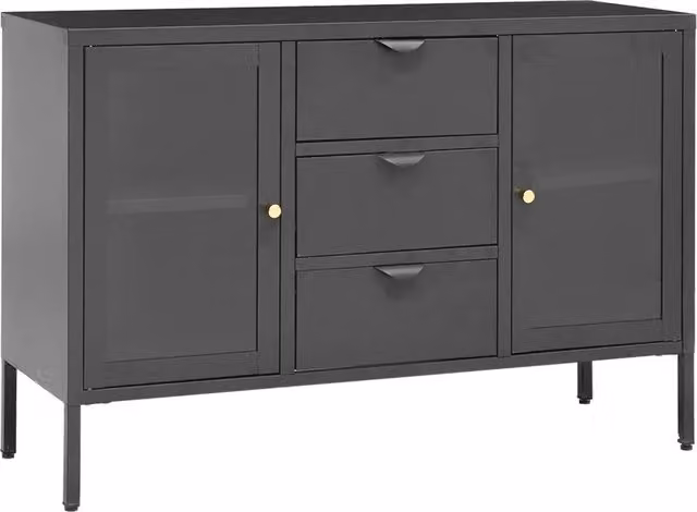 Credenza | Madia | Buffet da pranzo | Armadio da pranzo Antracite 105x35x70 cm in Acciaio e Vetro Temperato