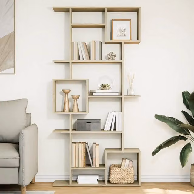 Libreria da parete vidaXL in legno marrone per soggiorno L: 92 cm, P: 29 cm, H: 188 cm