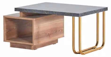Couchtisch Arbeitszimmer Wohnzimmer Modern Braun Grau Zweifarbig Regal