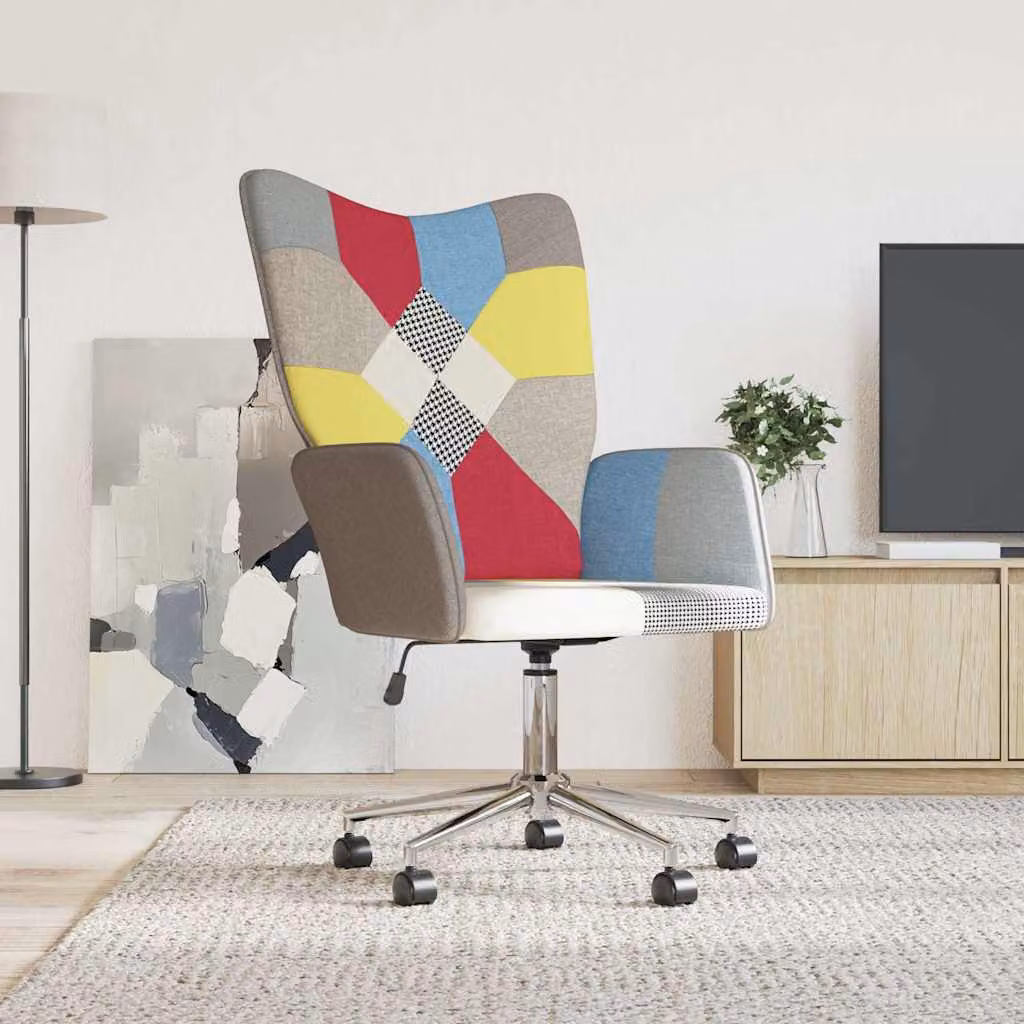 Sedia Relax vidaXL in Tessuto Patchwork Multicolore con Braccioli e Ruote per Casa e Ufficio