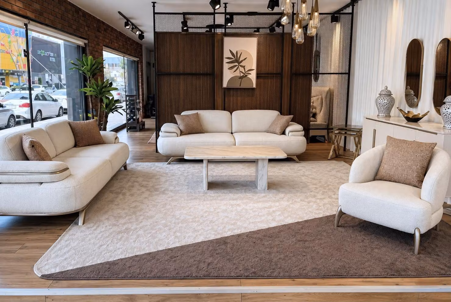 Set divano composto da: 2 divani a 3 posti, 1 poltrona. Design moderno, colore bianco, elegante, ideale per il soggiorno