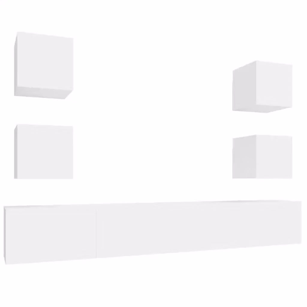 Set di mobili porta TV da soggiorno vidaXL in 6 pezzi bianco in legno e MDF con design classico a parete – 2
