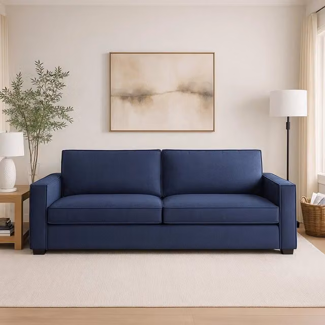 Divano a 2 posti Eletta TALAMO ITALIA, modello moderno in tessuto blu, L: 200 cm, H: 90 cm, P: 95 cm