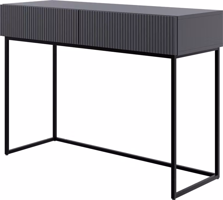 Selsey Veldio - Comodino con cassetti, nero con struttura in metallo, 110 cm