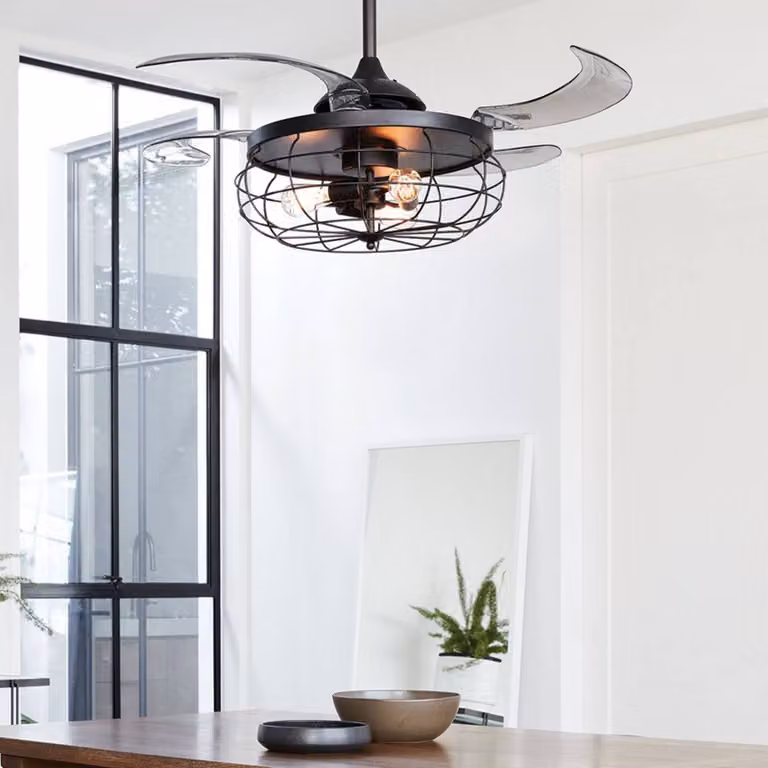 Beacon Lighting Ventilatore da soffitto Fanaway Industri nero silenzioso, Alluminio / Grigio / Zincato, Soggiorno / Sala da pranzo, Plastica, Industriale