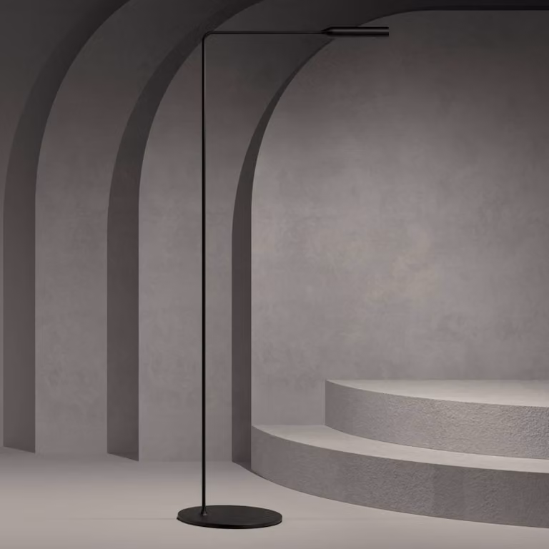 Lumina Lampada da terra a LED Flo, dimmerabile, Nero, Soggiorno / Sala da pranzo, Metallo, Design, Lampada LED da terra