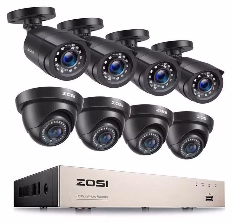 Sistema di videosorveglianza, kit di monitoraggio, risoluzione video 1080p, visione notturna a infrarossi, telecamera a sfera 4BK e telecamera a cupola 4BK, 1T-b