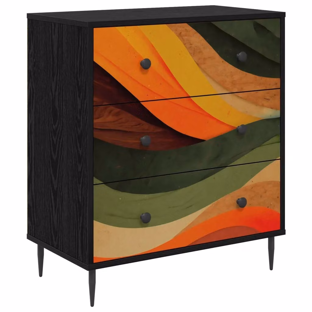 Cassettiera BONN vidaXL con stampa abstract retro wave, multicolore, L 66 cm x P 36,5 cm x H 76 cm – 2