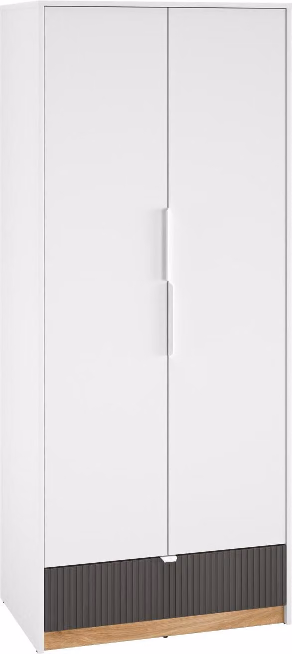 FURNLUX Armadio Torino Grafite E Bianco E Rovere 82cm / Colore principale: Bianco / Dimensioni: 82 x 196 x 53 cm