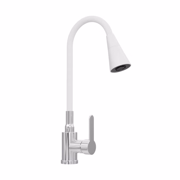 Rubinetto da cucina Rubinetto acqua Miscelatore da cucina Flessibile 2 tipi di getto Bianco 10906
