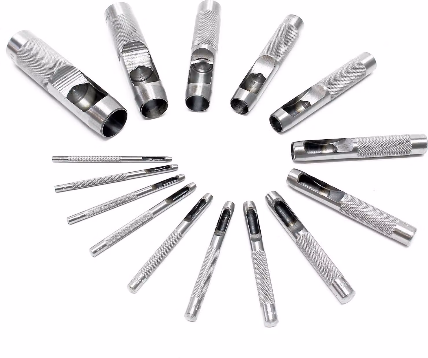 Set di punzoni 2-22 mm 15 pezzi Acciaio al carbonio per pelle, gomma, plastica morbida, ecc. Set di punzoni