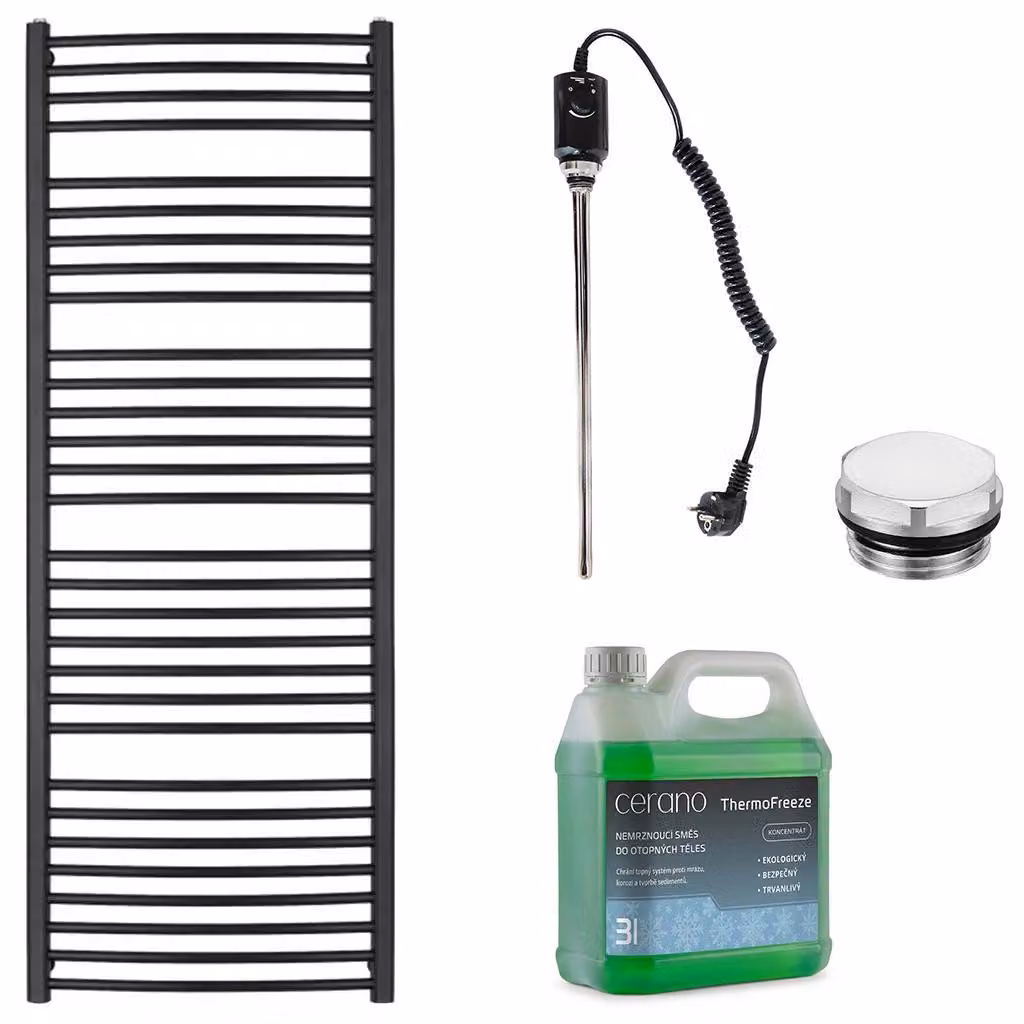 Set di radiatori elettrici da bagno Stefano - 600W - nero opaco - 1210x650 mm