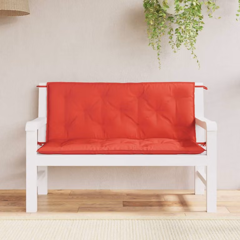 Set di 2 cuscini per panca vidaXL rossi in tessuto Oxford idrorepellente L: 120 cm, P: 50 cm, H: 7 cm