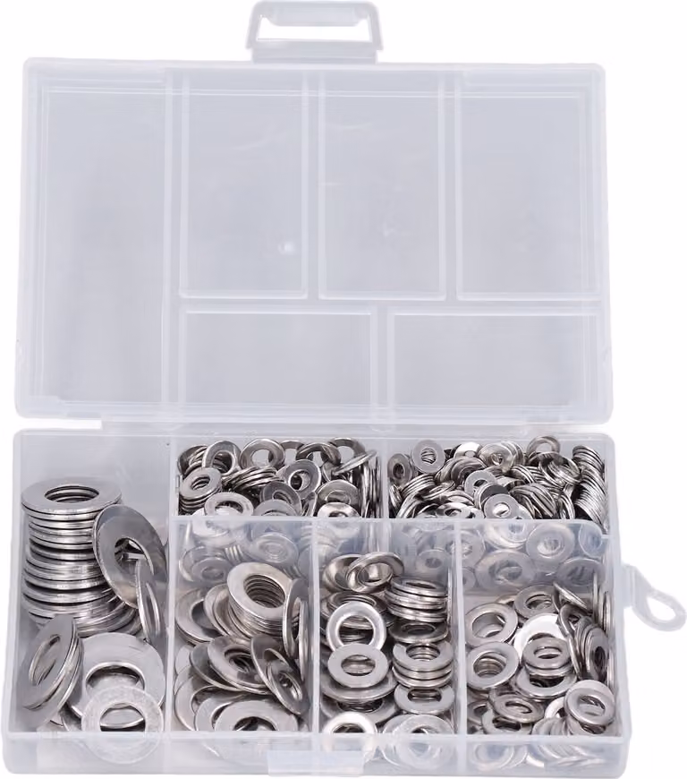 Rondella piatta, rondella piatta in acciaio inossidabile, assortimento di rondelle, kit di rondelle piatte, assortimento di rondelle piatte, rondella in acciaio inossidabile