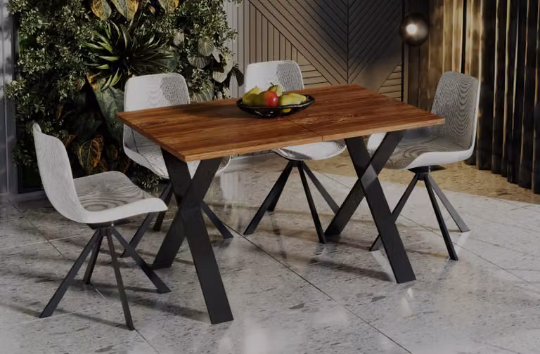 Tavolo da pranzo Endo-Moebel Stol X 130cm - 210cm tavolo da cucina allungabile di design (rovere Stirling)