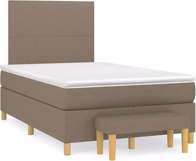 Letto Ibrido con Materasso vidaXL in Legno e Tessuto Beige e Bianco L/P/H: 120 x 200 x 193 cm
