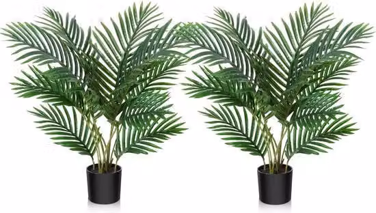 Set di 2 Palme Areca finte Fopamtri di colore verde, Altezza: 60 cm