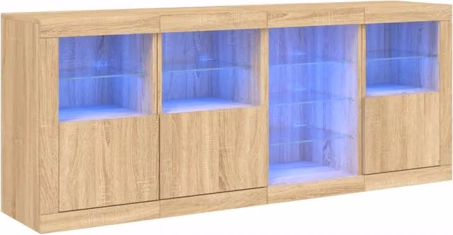 Credenza | Madia | Buffet da pranzo | Armadio da pranzo con Luci LED Rovere Sonoma 164x37x67 cm