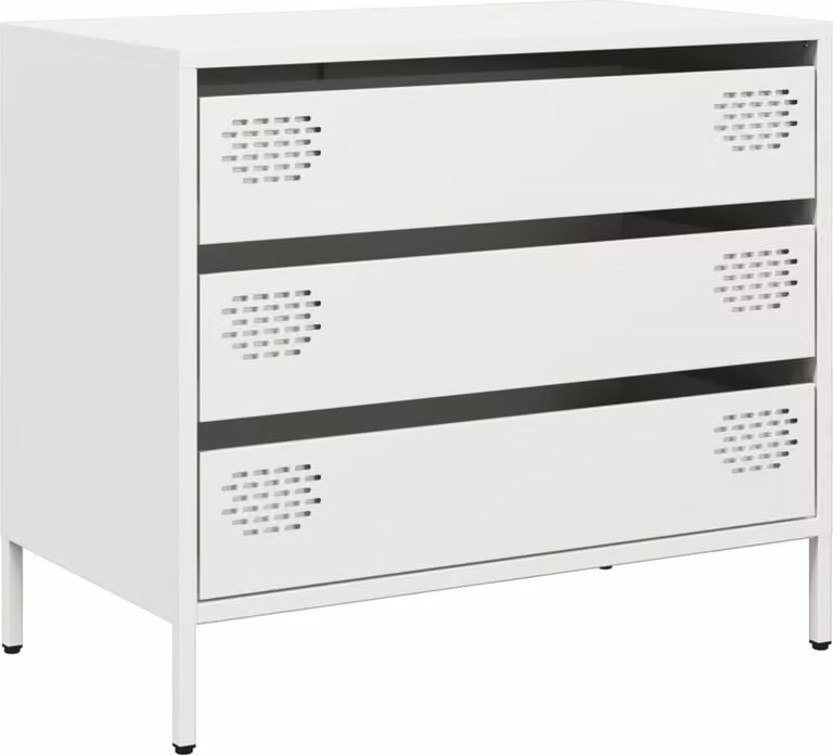 Credenza Bianca 68x39x58,5 cm in Acciaio Laminato a Freddo