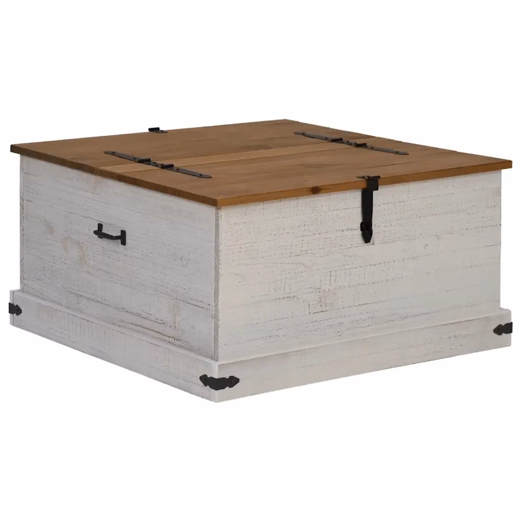 Cassapanca HALDEN vidaXL in legno di pino bianco stile rustico L 91 cm x P 91 cm x H 47 cm – 2